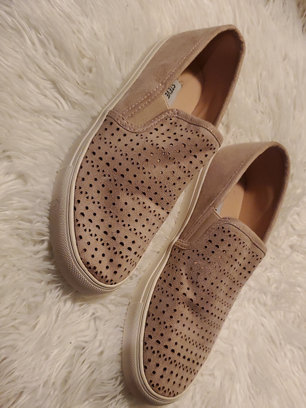 Steve Madden Perforated Slip-On Sneakers - Taupe Beige